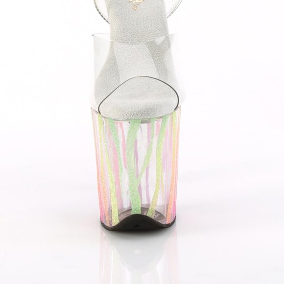 Rainbow Glitter Zebra Platform Clear High Heel Shoes - Picture 5 of 5